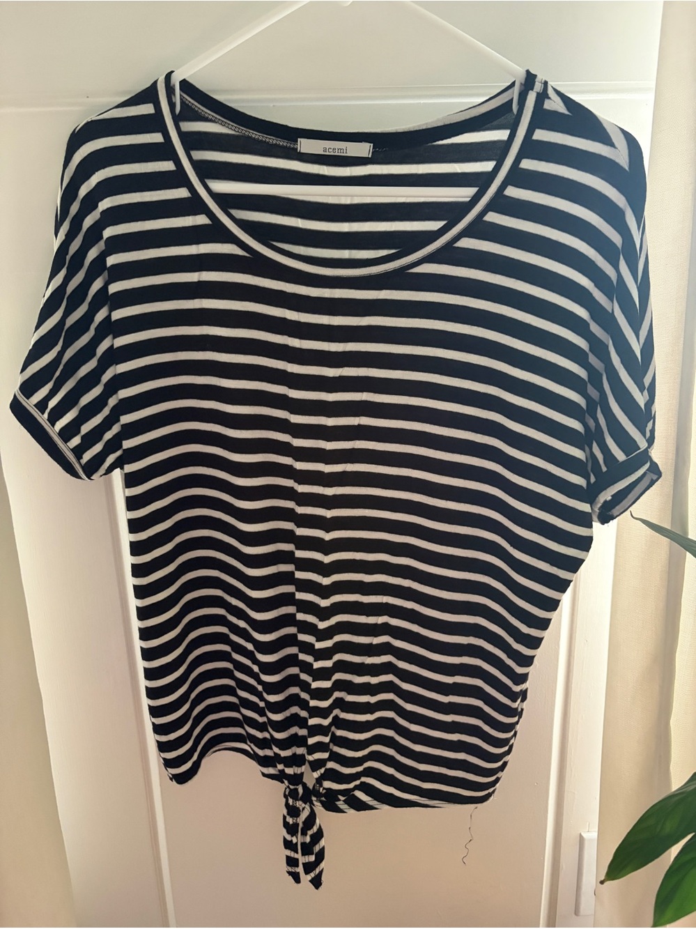 Acemi Black White Striped Shirt Size M
